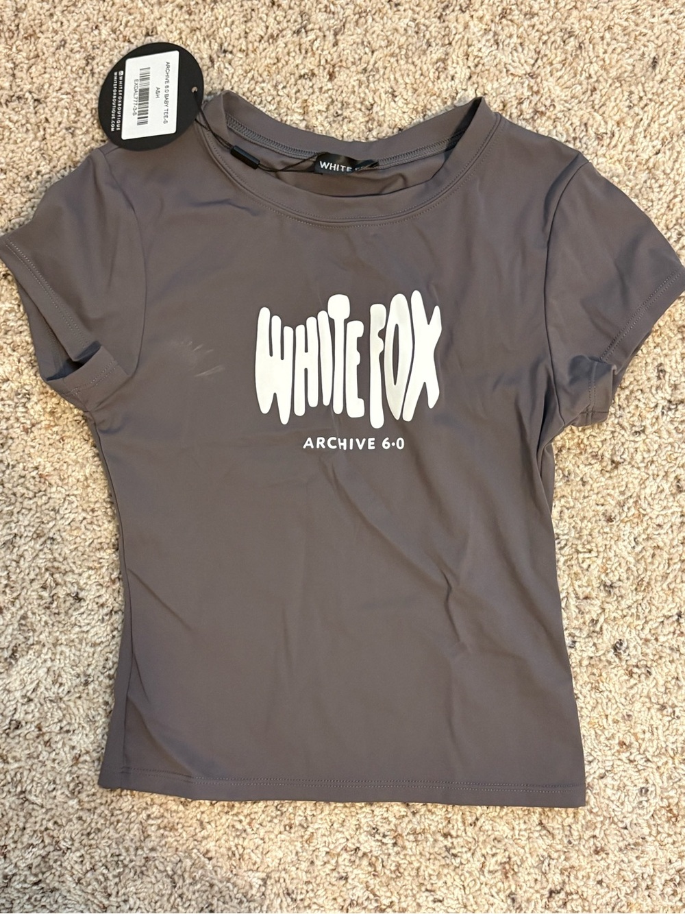 White Fox Archive 6.0 Baby Tee in Ash - Size Small Nylon/Spandex New with Tags